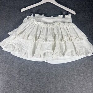 Altar'd State Women's Mini Skirt White Tiered Lined Gauzy Boho Beach SZ L